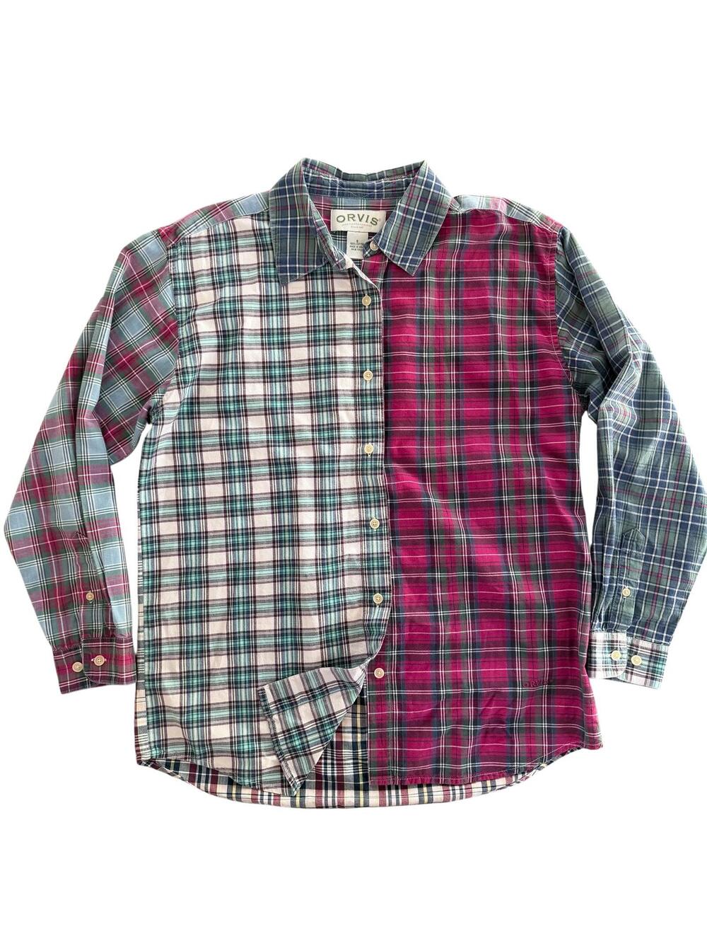 Orvis Vintage Patchwork Plaid Button-Up Shirt Size Small